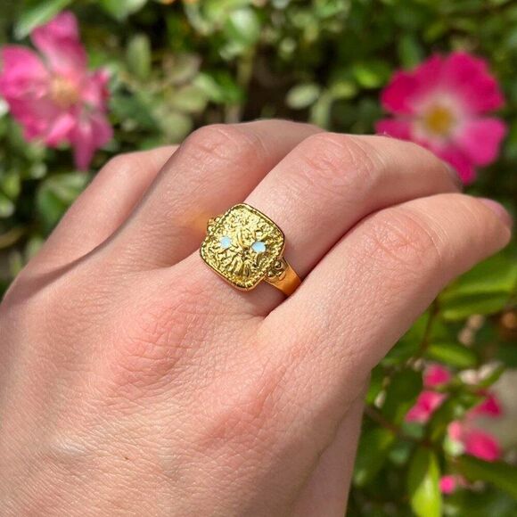 New! “Cleo” Textured Gold Ring - Picture 4 of 4